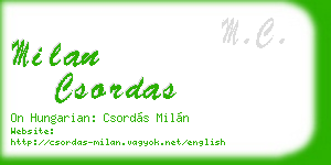 milan csordas business card